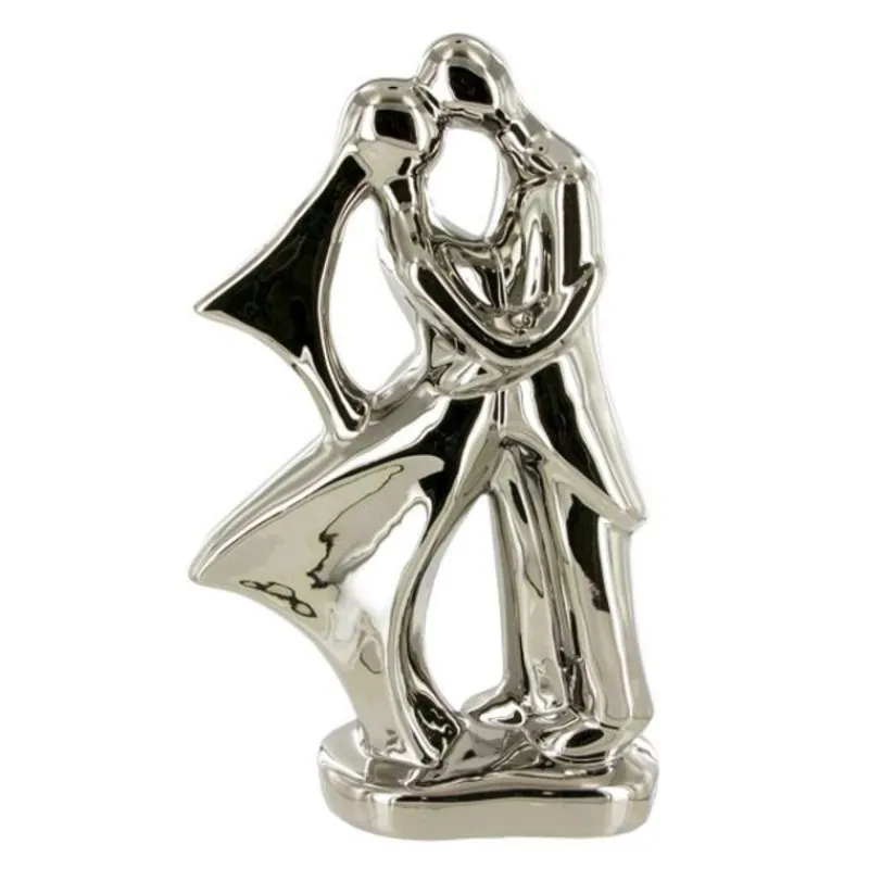 Cerf Dellier Couple de mariés argent baiser 27 cm