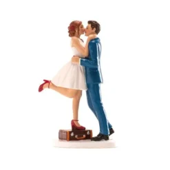 Cerf Dellier Couple mariés enlacés avec valise 16 cm