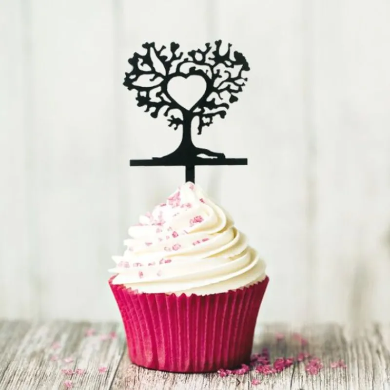 Cerf Dellier Cupcake Toppers Arbres cœurs (x 8)