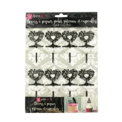 Cerf Dellier Cupcake Toppers Arbres cœurs (x 8)