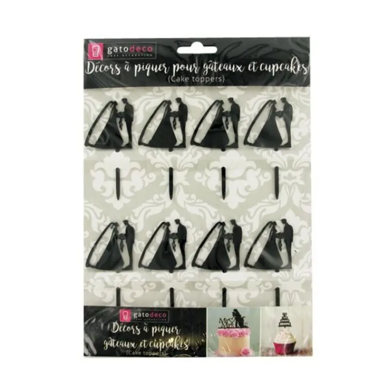 Cerf Dellier Cupcake Toppers Couples de mariés (x 8)