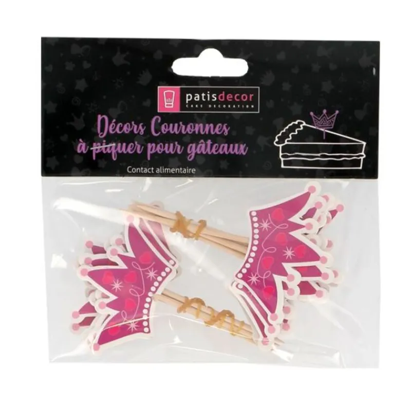 Cerf Dellier Cupcake Toppers Couronnes de princesses (x 12)