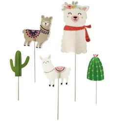 Cerf Dellier Cupcake Toppers lamas et cactus (x5)