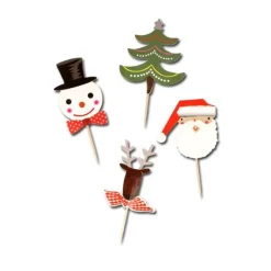 Cerf Dellier Cupcake Toppers Merry Christmas assortis (x8)