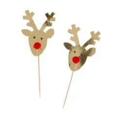 Cerf Dellier Cupcake Toppers Rennes Dorés (x6)