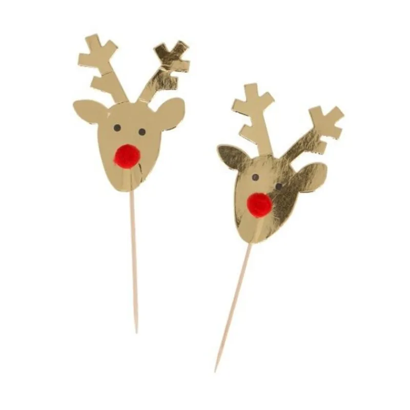 Cerf Dellier Cupcake Toppers Rennes Dorés (x6)