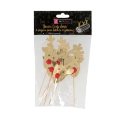 Cerf Dellier Cupcake Toppers Rennes Dorés (x6)