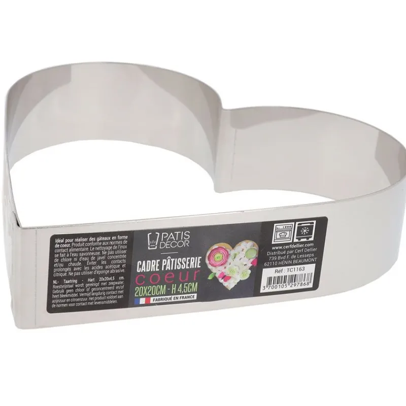 Cerf Dellier Cœur à mousse inox H 4,5 cm L 20 cm
