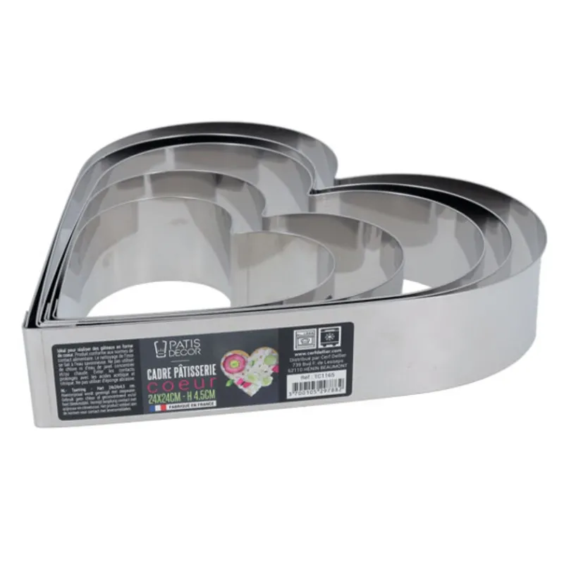Cerf Dellier Cœur à mousse inox H 4,5 cm L 20 cm
