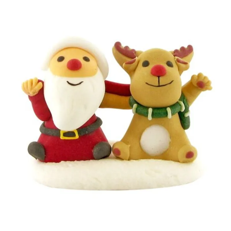Cerf Dellier Décor comestible Père Noël et Renne assis