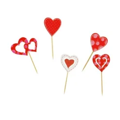 Cerf Dellier Décors coeurs sur pique en bois (x50)