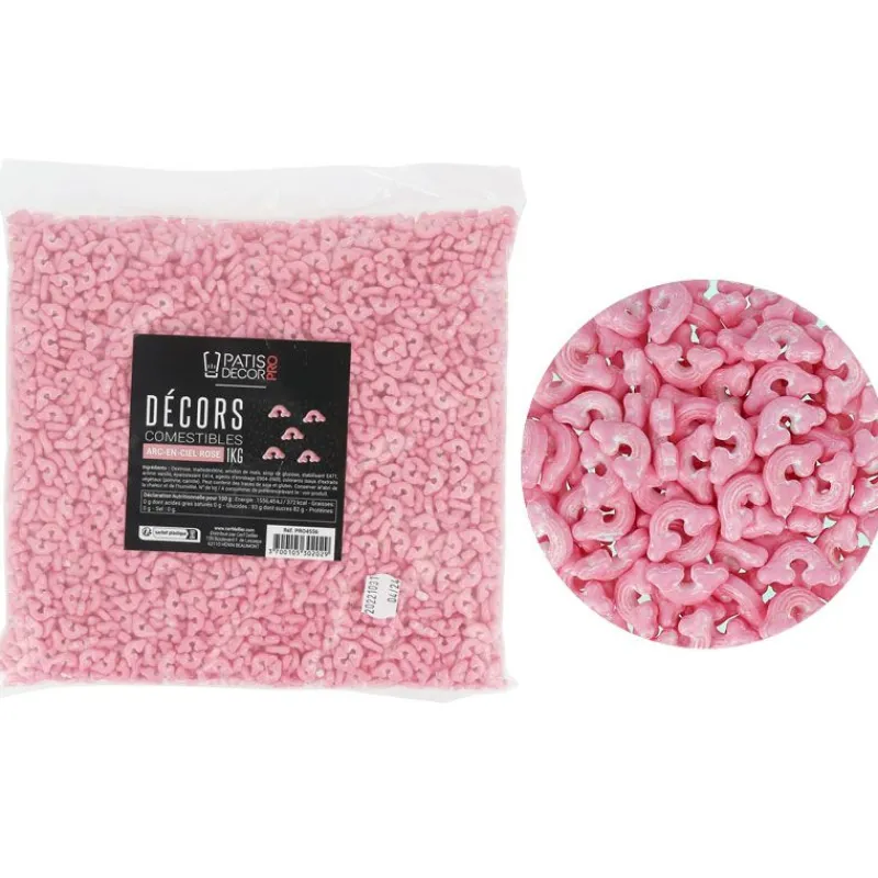 Cerf Dellier Décors comestibles arc-en-ciel rose 1 kg