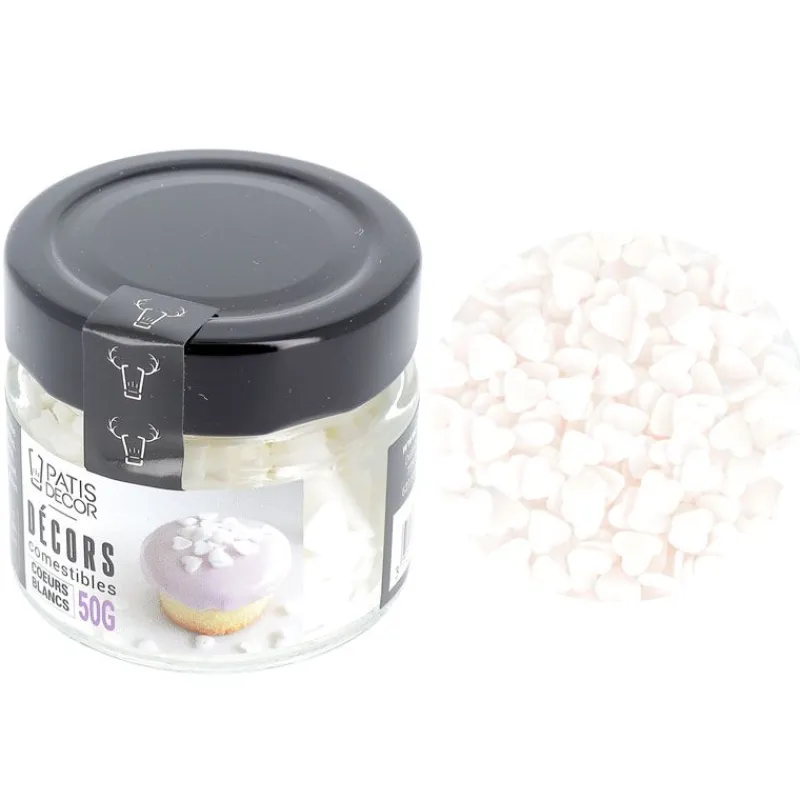 Cerf Dellier Décors comestibles cœurs blancs 50 g
