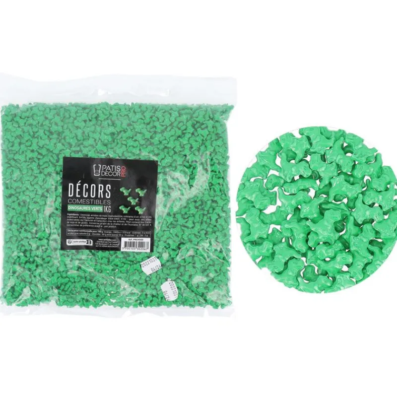 Cerf Dellier Décors comestibles dinosaures verts 1 kg