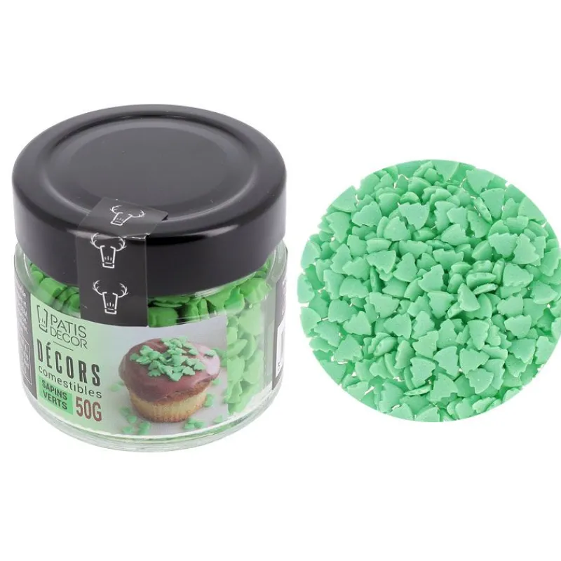 Cerf Dellier Décors comestibles sapins verts 50 g