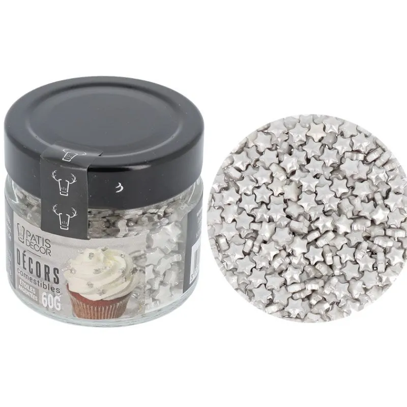 Cerf Dellier Décors comestibles étoiles argentées 60 g