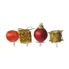 Cerf Dellier Décors de Noël assortis rouge doré sur pique (x4)