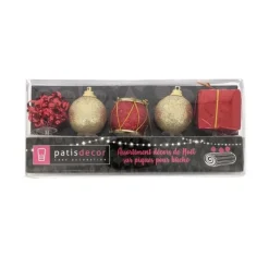 Cerf Dellier Décors de Noël sur pique assortis rouges (x5)