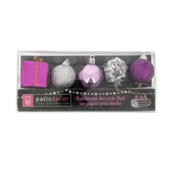 Cerf Dellier Décors de Noël sur pique assortis roses (x5)