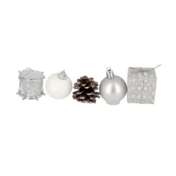 Cerf Dellier Décors de Noël sur pique assortis argent (x 5)