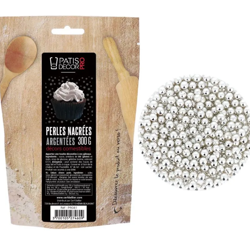 Cerf Dellier Décors perles argentées comestibles 300 g