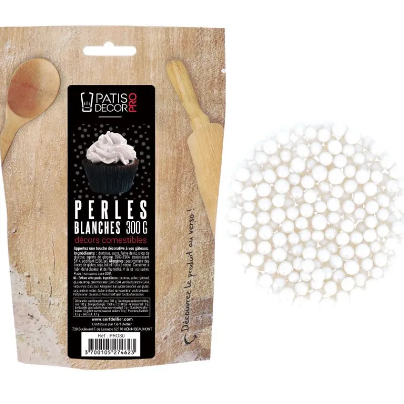 Cerf Dellier Décors perles blanches comestibles 300 g