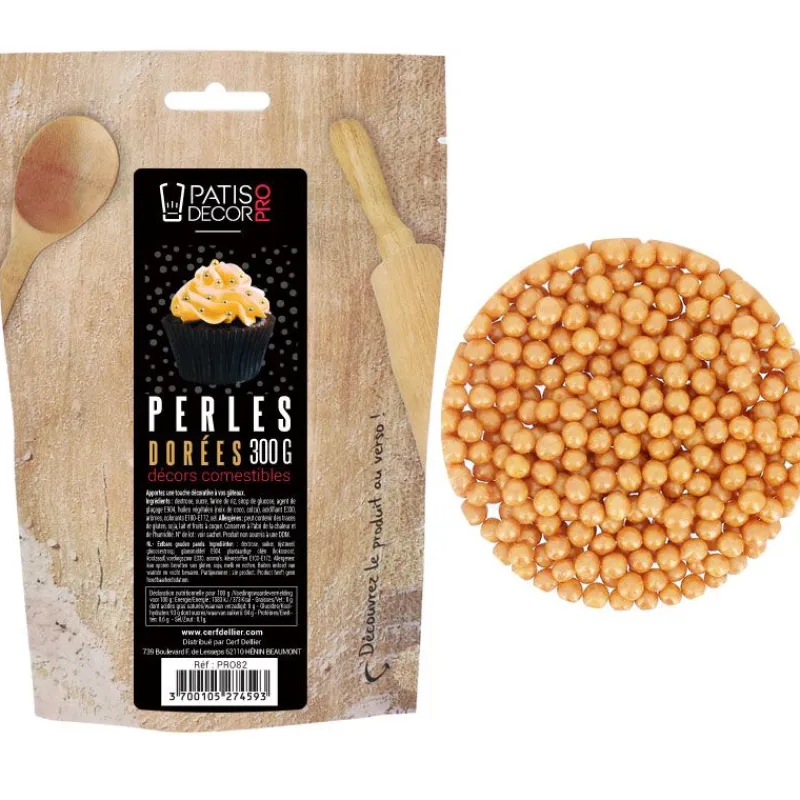 Cerf Dellier Décors perles dorées comestibles 300 g