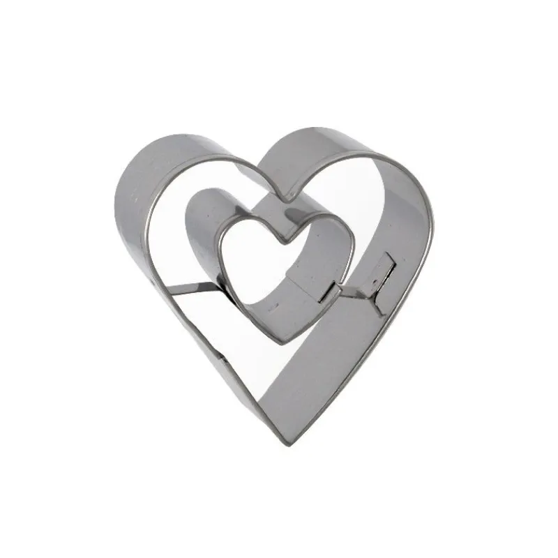 Cerf Dellier Emporte-pièce double Coeur inox 4,6 cm