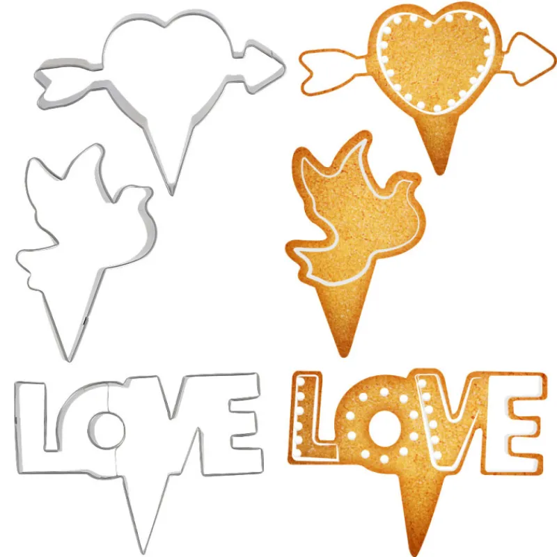 Cerf Dellier Emporte-pièces cake toppers thème Saint-Valentin (lot de 3)