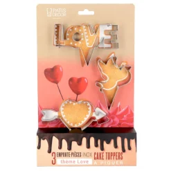 Cerf Dellier Emporte-pièces cake toppers thème Saint-Valentin (lot de 3)