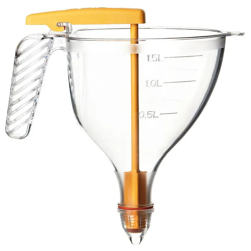 Cerf Dellier Entonnoir gradué à piston copolyester transparent avec support et 4 douilles - 1,5 L