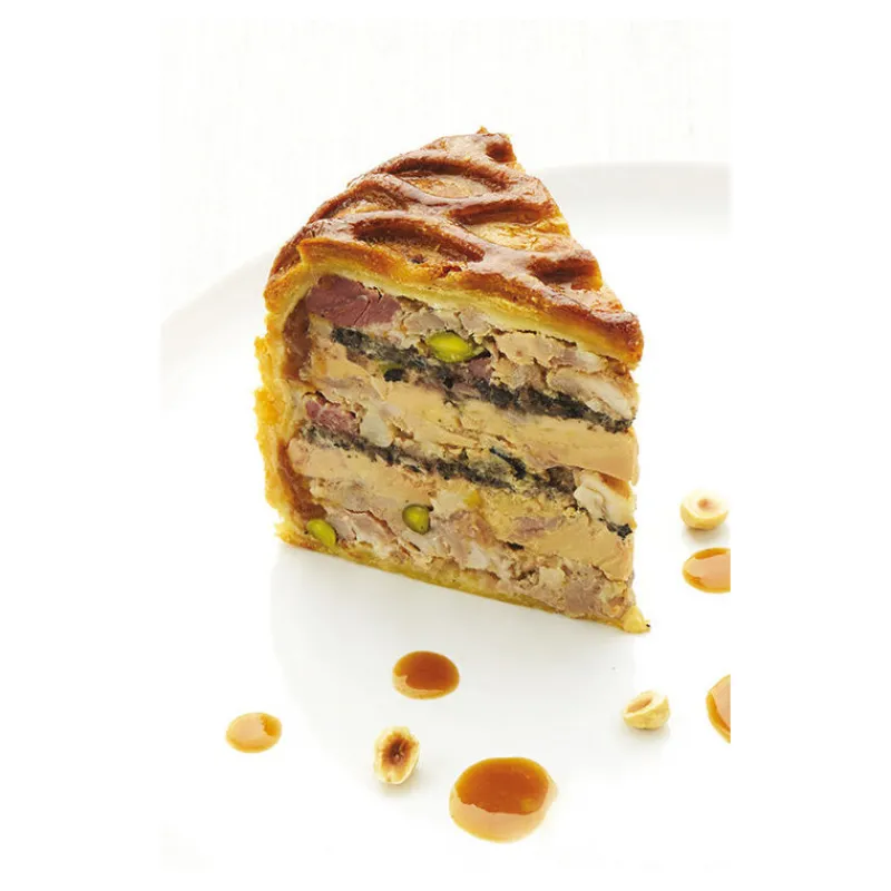 Cerf Dellier Exopan pâté en croûte rond à chevrons hauteur 9 cm diamètre 10 cm