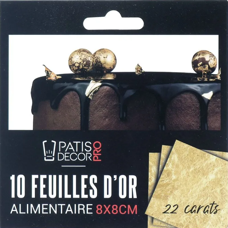 Cerf Dellier Feuilles d'or alimentaire 8 x 8cm 22 carats (x10)