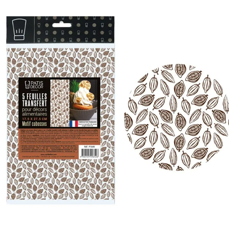 Cerf Dellier Feuilles transfert cabosses de cacao (x5)
