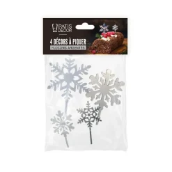 Cerf Dellier Flocons sur pique assortis (x4)