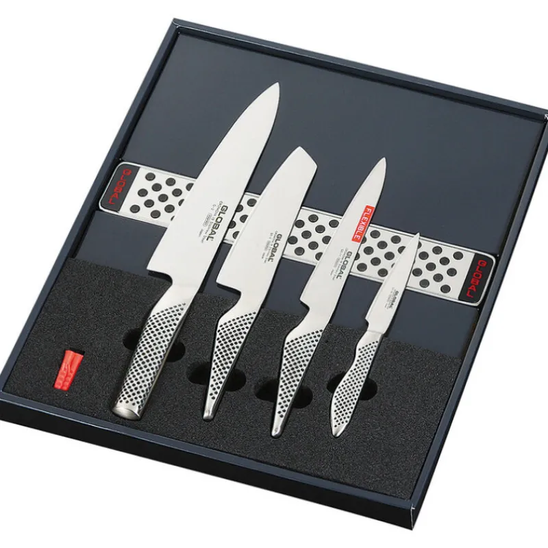 Cerf Dellier Global série G set 4 couteaux global + barre