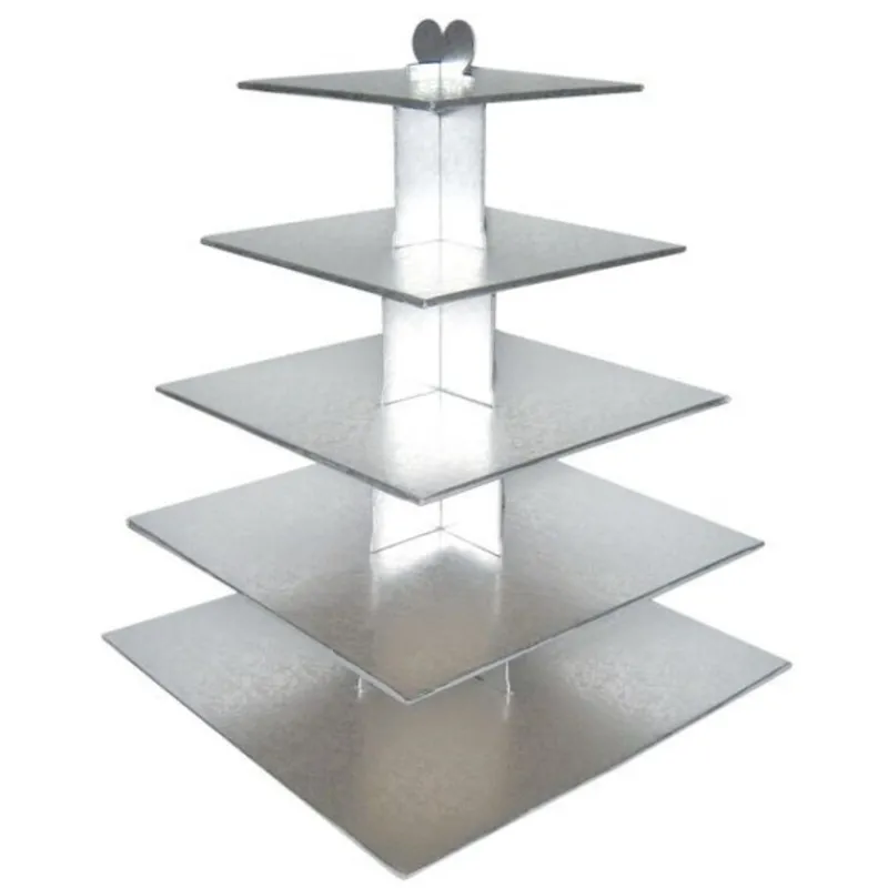 Cerf Dellier Grand présentoir cupcakes argent carré - hauteur 56 cm