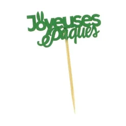 Cerf Dellier Inscription "Joyeuses Pâques" sur pique (x10)