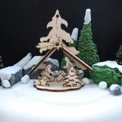 Cerf Dellier Kit crèche de Noël en bois sur pique