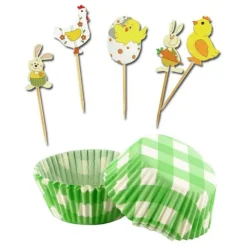 Cerf Dellier Kit déco cupcakes Pâques vichy vert