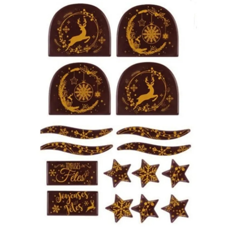 Cerf Dellier Kit décors de bûches en chocolat pour 14 bûches