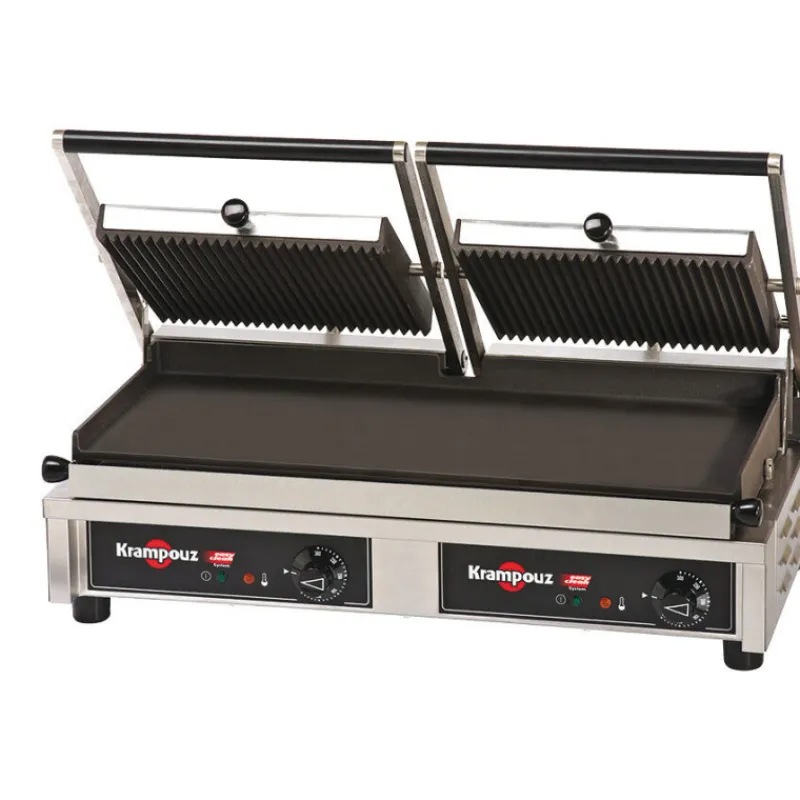Cerf Dellier Krampouz grill fonte rainurée amovible double 3,76 KW