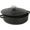 Cerf Dellier Le Chasseur cocotte basse avec couvercle noire 24 cm