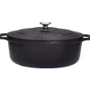 Cerf Dellier Le Chasseur cocotte ovale avec couvercle noire 17 cm