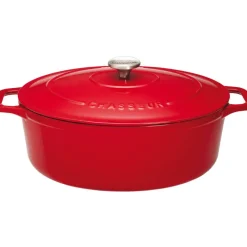 Cerf Dellier Le Chasseur cocotte ovale avec couvercle rouge 31 x 26 cm