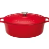 Cerf Dellier Le Chasseur cocotte ovale avec couvercle rouge 27 x 20 cm
