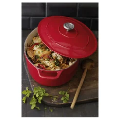 Cerf Dellier Le Chasseur cocotte ovale avec couvercle rouge 27 x 20 cm