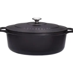 Cerf Dellier Le Chasseur cocotte ovale avec couvercle noire 31 x 26 cm