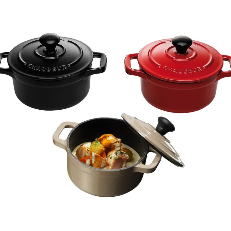 Cerf Dellier Le Chasseur cocotte ronde avec couvercle noire 10 cm