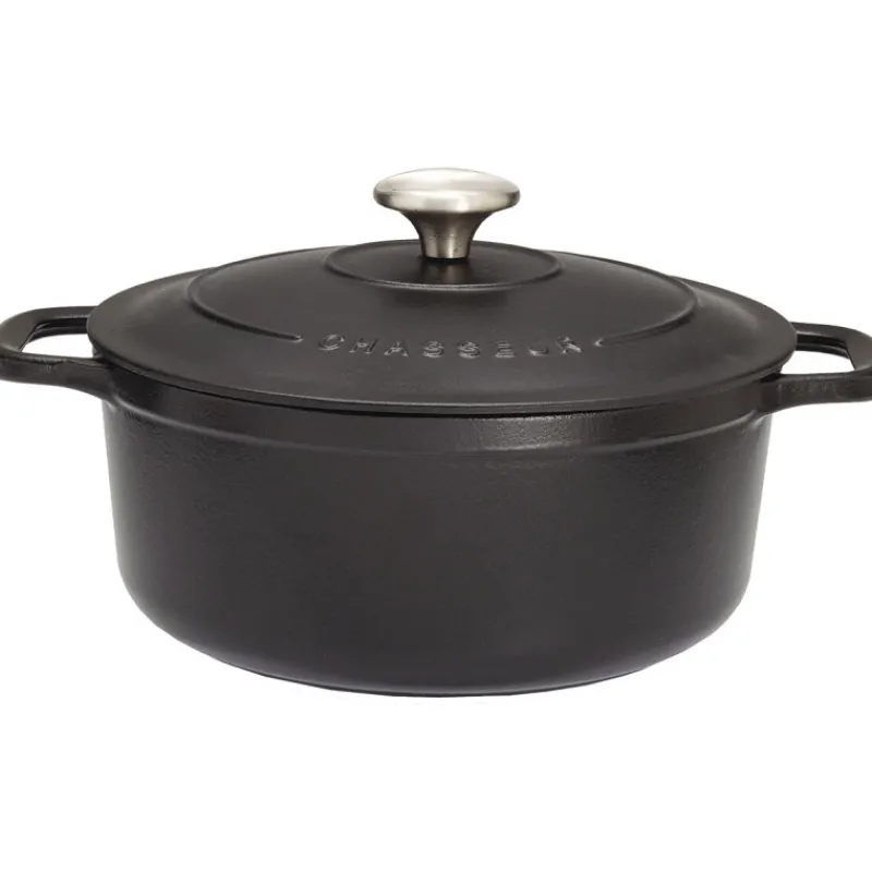 Cerf Dellier Le Chasseur cocotte ronde avec couvercle noire 18 cm